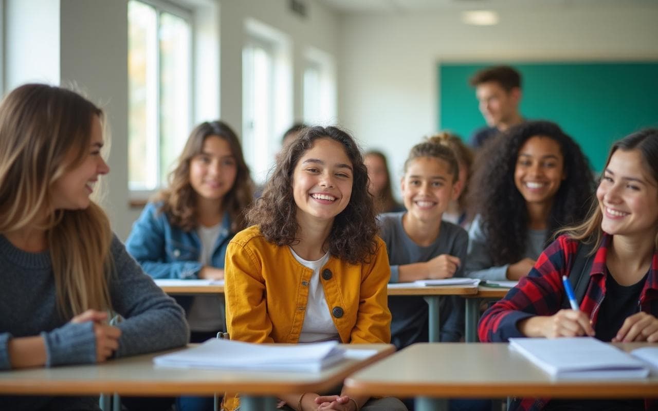 Estudiantes en el aula trabajando con Valientes
